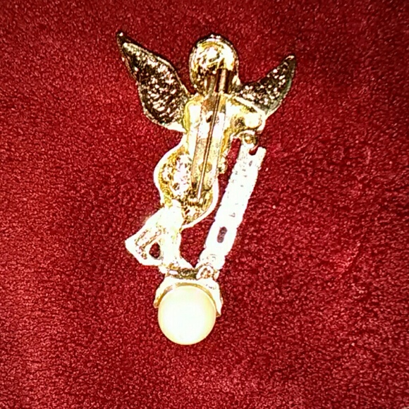 Gold guardian angel broach with a pearl - Picture 2 of 4